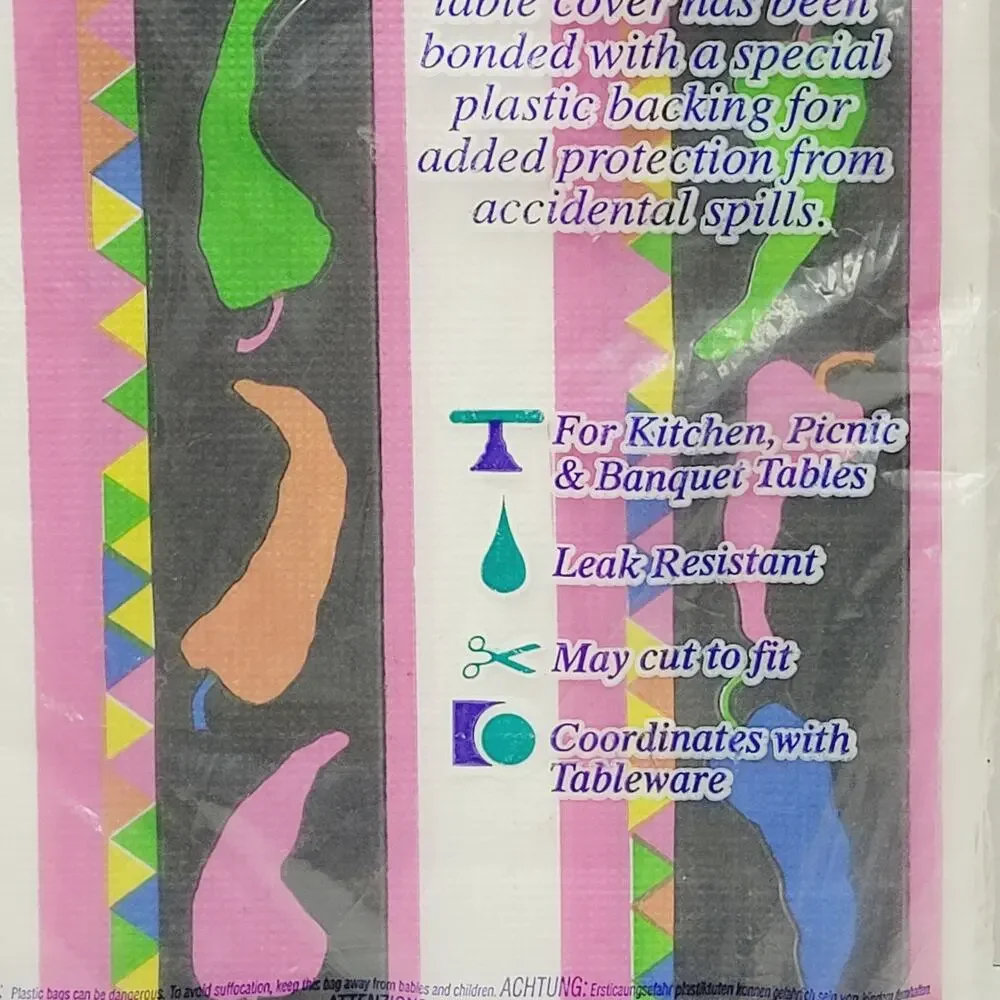 Vtg Chili Peppers Fiesta Plastic Backed Tissue 54 x 104 Tablecover 1992 Contempo
